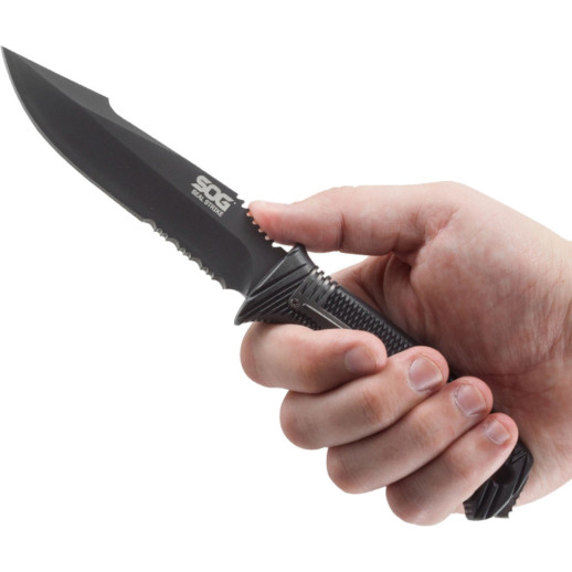 Нож SOG SEAL Strike, Part Serr Blk TiNi Delx Molded Shth-Ti (SOG SS1003-CP)