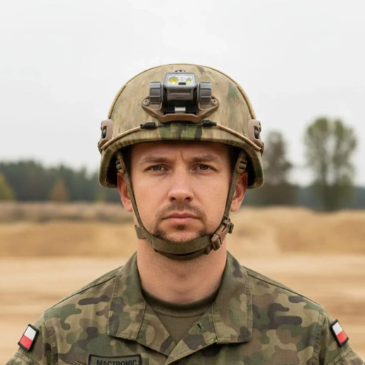 Фонарь налобный Mactronic Prism (650 Lm) Cool White/RGB LED Recharg Type-C Helmet Kit (THL0141)