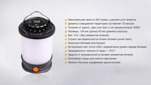 Фонарь кемпинговый Fenix ​​CL30R черный (Открытая упаковка/ремонт драйвера)
