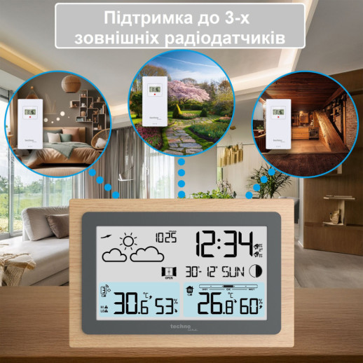 Метеостанция Technoline WS6785 Graphite/Wooden Frame (WS6785)
