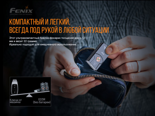 Фонарь Fenix E03R (светодиод Match CA18 и Everlight 2835) повреждена упаковка