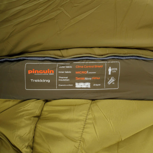 Спальный мешок Pinguin Trekking (1/-5°C), 205 см - Right Zip, Khaki (PNG 238648) 2020