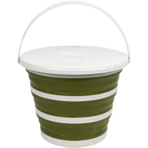 Ведро Tribe Water Bucket Lid 10 л силиконовое с крышкой T-FJ-0050, olive