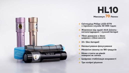 Фонарь налобный Fenix ​​HL10 purple (дефект комплектной батареи — ААА)