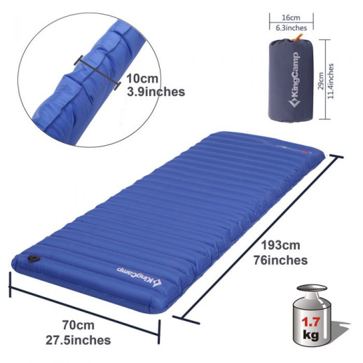 Надувной коврик KingCamp PUMP AIRBED SINGLE (KM3588) BLUE
