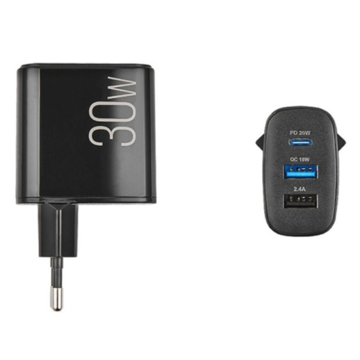 Сетевое зарядное устройство Brevia ePower PD20W+QC18W+12W