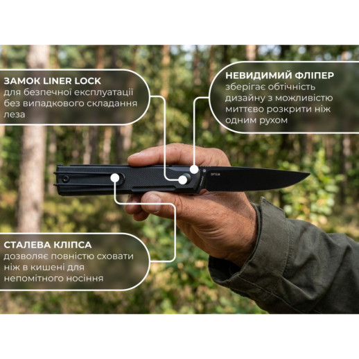 Нож складной карманный Ruike, (7.7 см) 8Cr13MoV / G10 черный