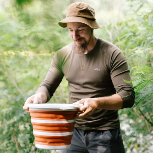 Ведро Tribe Water Bucket Lid 10 л силиконовое с крышкой T-FJ-0050, terracota