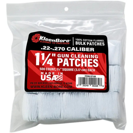 Патч для чистки KleenBore кал. 22-.270. Хлопок. 500 шт