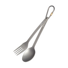 Ложка+вилка с прямой ручкой тип D+Е титановая TiTo Titanium серая с мешочком (без карабина)