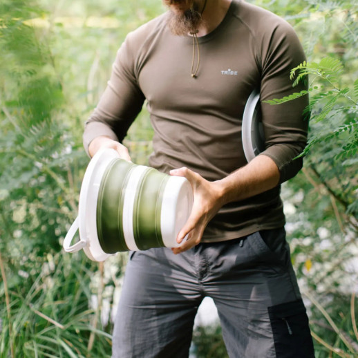 Ведро Tribe Water Bucket Lid 5 л силиконовое с крышкой T-FJ-0049, olive