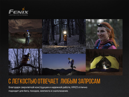 Фонарь налобный Fenix ​​HM23 (Открытая упаковка/отсутствует батарейка АА)
