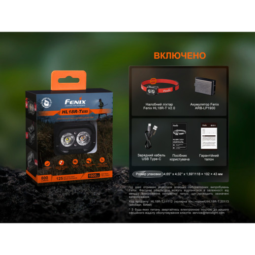 Фонарь налобный Fenix HL18R-T V2.0 черный (Открытая упаковка / потертости на корпусе)