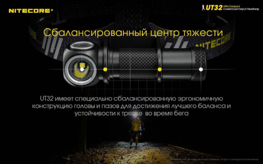 Фонарь налобный Nitecore UT32 (Cree XP-L2 V6+ Cree XP-L V6, 1100 люмен, 12 режимов, 1х18650) (поврежденная упаковка)