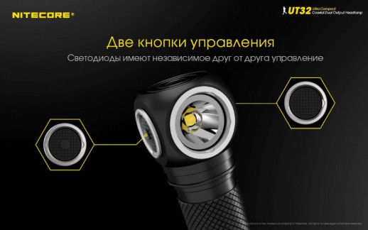 Фонарь налобный Nitecore UT32 (Cree XP-L2 V6+ Cree XP-L V6, 1100 люмен, 12 режимов, 1х18650) (поврежденная упаковка)