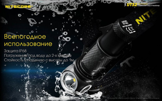 Фонарь налобный Nitecore UT32 (Cree XP-L2 V6+ Cree XP-L V6, 1100 люмен, 12 режимов, 1х18650) (поврежденная упаковка)