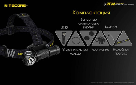 Фонарь налобный Nitecore UT32 (Cree XP-L2 V6+ Cree XP-L V6, 1100 люмен, 12 режимов, 1х18650) (поврежденная упаковка)