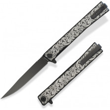 Нож Ocaso Solstice, Engraved titanium Scroll Pattern, Black
