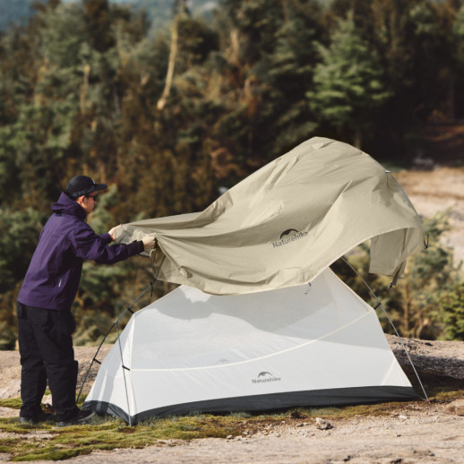 Палатка сверхлегкая одноместная Naturehike Cloud Up Base 1 Tent Pro CNK2350WS020, песочная