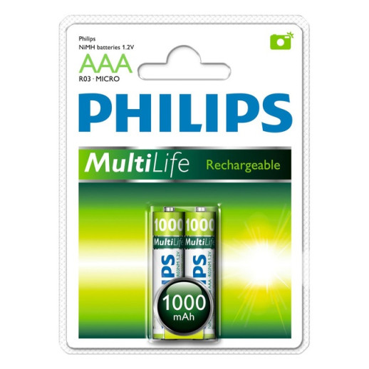 Аккумулятор AAA Philips MultiLife Ni-MH R03 1000mAh 2 шт (цена за 1шт)