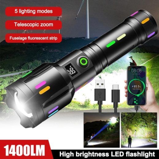 Фонарь перезаряжаемый Wurkkos F351-1, 1400 лм, USB-C, Power bank, зум, черный (витринный образец / поврежденная упаковка)