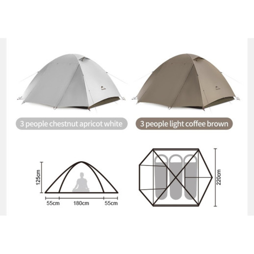 Палатка трехместная Naturehike Greek Style CNK2300ZP024 светло-кофейная
