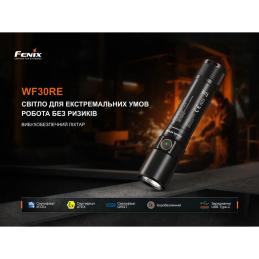 Фонарь ручной взрывобезопасный Fenix WF30RE Spark