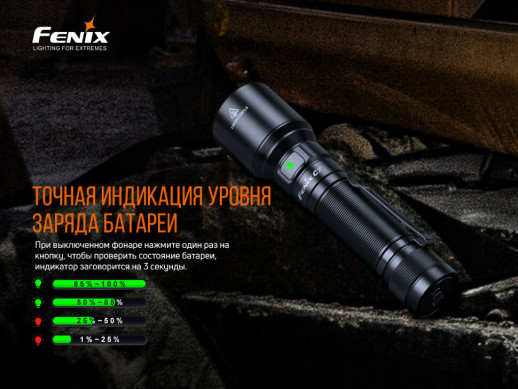 Фонарь ручной Fenix C7 (Открытая упаковка / сколы и потертости / восстановление межконтактных соединений)