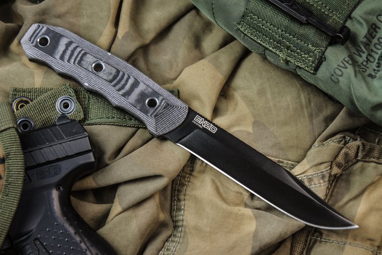 Нож Kizlyar Supreme Enzo черный, сталь D2, рукоять G10