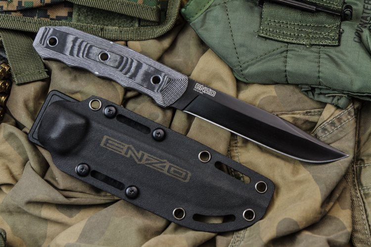 Нож Kizlyar Supreme Enzo черный, сталь D2, рукоять G10