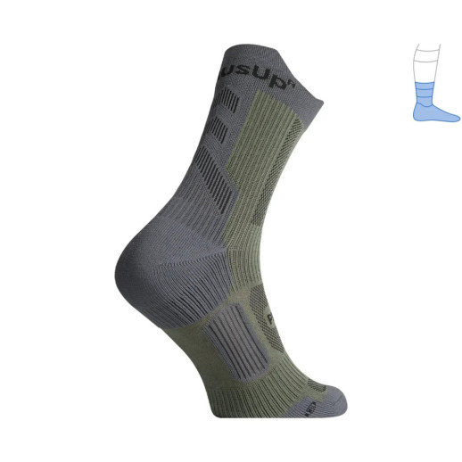 Компрессионные носки защитные летние Protector ShortDry PRO серый-хаки S 36-39