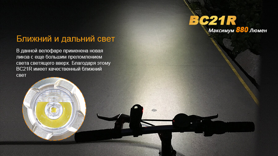 Велофара Fenix BC21R (відсутня гумка кріплення до керма)