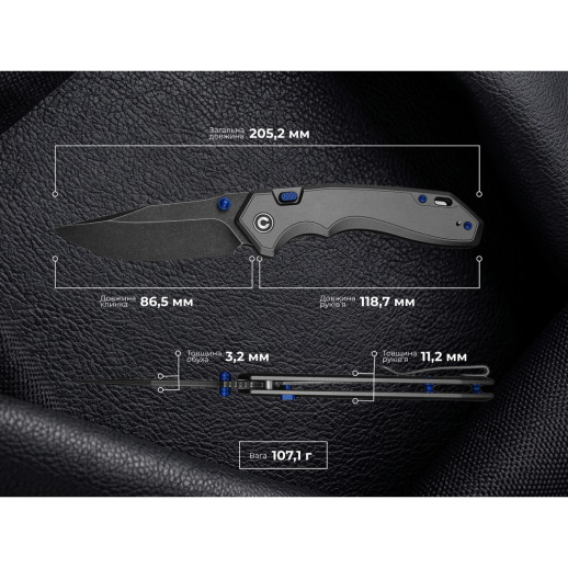 Нож складной туристический Civivi Elite Brova, (8.7 см) CPM S35VN / Aluminum серый
