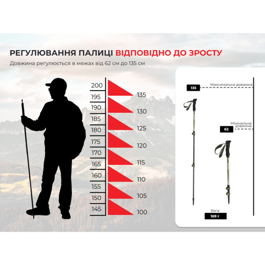 Трекинговая палка 3-сек. Naturehike ST 03 7075 AL NH17D017-D, черная