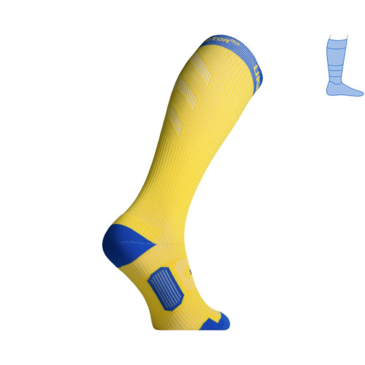 Компрессионные гольфы защитные летние Protector LongDry+ PRO сине-желтые S 36-39