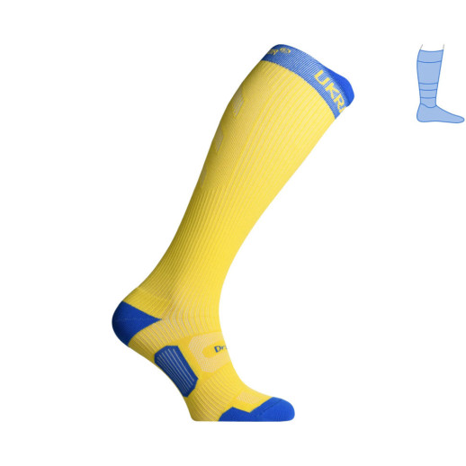 Компрессионные гольфы защитные летние Protector LongDry+ PRO сине-желтые S 36-39