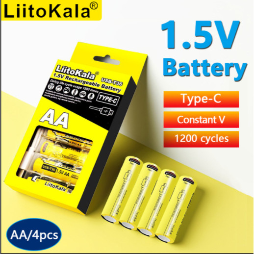 Набор аккумуляторов из 4 шт LiitoKala USB-T36 + USB Type-C кабель зарядки
