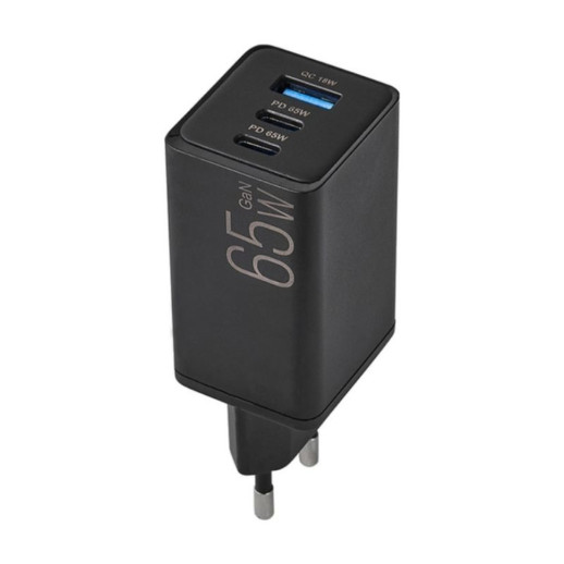 Сетевое зарядное устройство Brevia ePowerGaN PD65W 2xUSB-C+USB-A