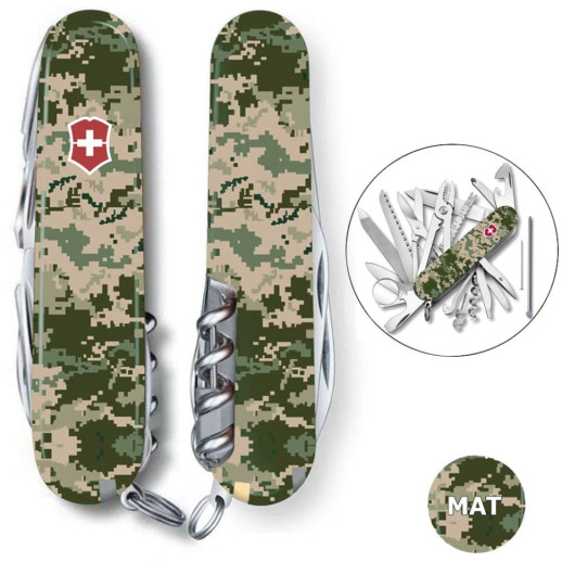 Складной нож Victorinox SWISSCHAMP ARMY Пиксель с красн Лого 1.6795.3.W3941p