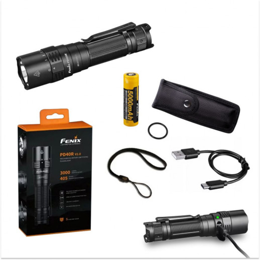 Фонарь ручной Fenix PD40R V2.0 (Открытая упаковка / замена диода и драйвера / отсутствует запасное кольцо / сколы и потертости на корпусе)