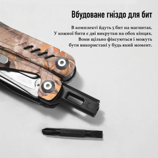 Мультитул профессиональный UAD ForestPro 19 инструментов Камуфляж 420/440