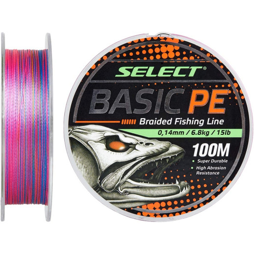 Шнур Select Basic PE 150m 0.18mm 22lb/9.9kg, разноцветный