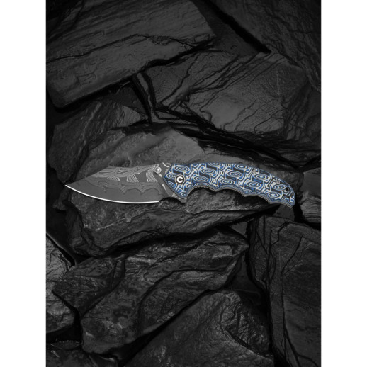 Нож складной туристический Civivi Pentad (8.8 см) Damascus / Micarta синий / белый