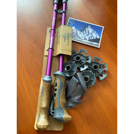 Трекинговые телескопические палки Pinguin Ascent FL Cork, 63-135 см, Violet (PNG 813135)