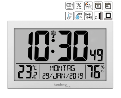 Часы настенные Technoline WS8016 - серебристые