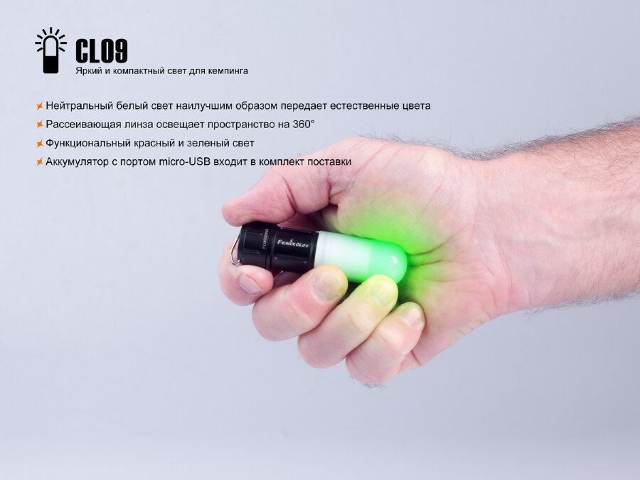 Фонарь Fenix CL09 (черный, серый) 34394