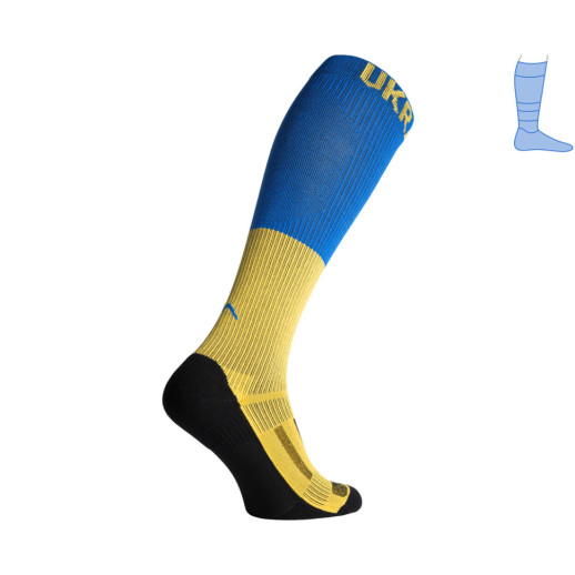 Компрессионные гольфы защитные летние Protector LongDry+ сине-желтые M 40-43