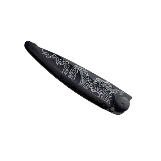 Нож Deejo Tattoo Wood Black 37 g, Granadilla , "Japanese Dragon"