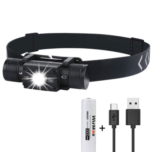 Фонарь налобный Wurkkos HP300 USB-C Rechargeable 18650 с белым светом, черный (открытая/поврежденная упаковка)