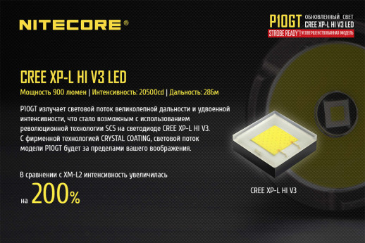 Карманный фонарь Nitecore P10GT, 900 люмен
